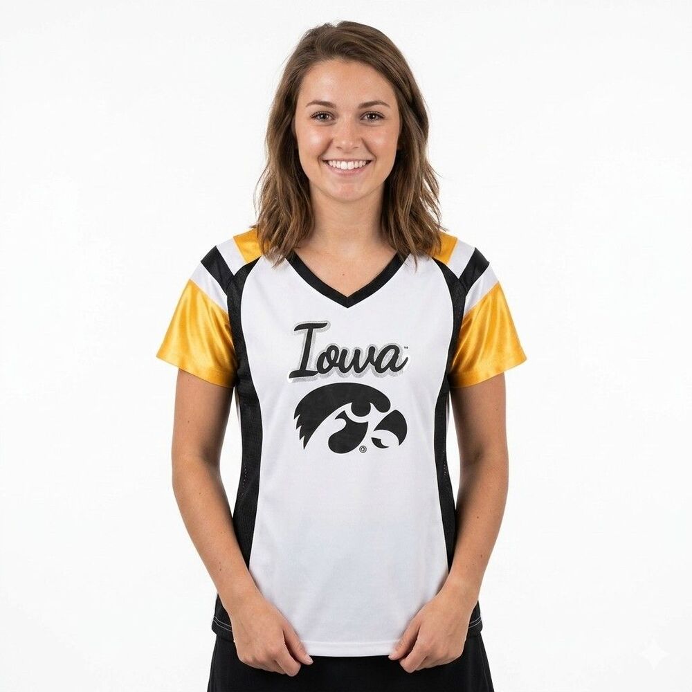 Iowa Hawkeyes Jersey Women's Medium White Gold Black Knights Apparel For Her